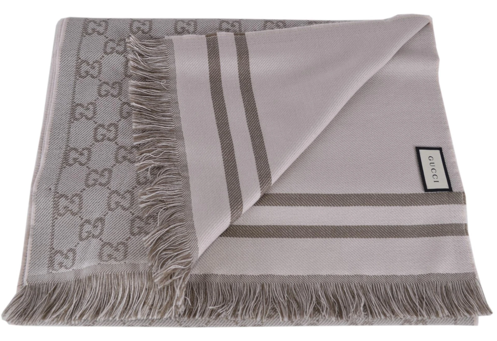 Silencieux écharpe réversible Arlisse GG Guccissima beige taupe Gucci 544619 NEUF