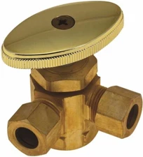 Durapro 101579 3-Way Dual Angle Stop Valve, 1/2" IPS x 3/8" Od x 3/8" Od, Rough 