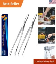 2 Pcs 12-Inch Stainless Steel Kitchen Tweezers - Durable  Ergonomic