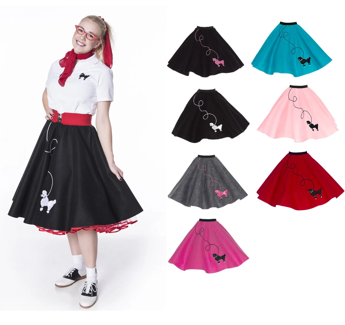 Hip Hop 50s Shop Womens Poodle Skirt Vintage Style Halloween or Dance  Costume