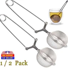 1-2 Pack Tea Infuser for Loose Leaf Tea Long Handled Mesh Snap Ball Tea Strainer