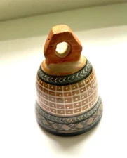 VINTAGE Clay Hand painted Tonala folk art Pottery Mexican Bell 2.5"