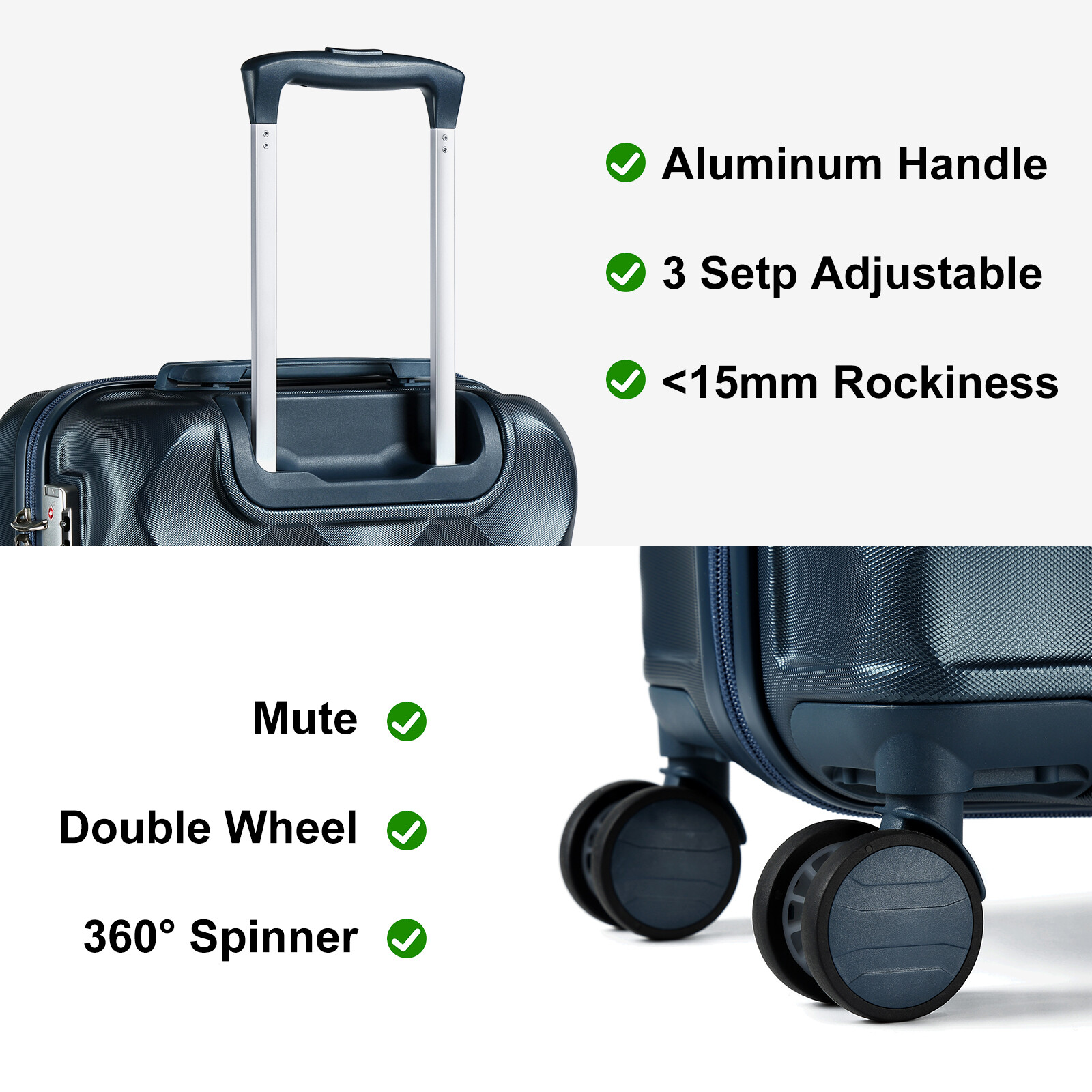 Hardshell Lightweight Travel Luggage Sets Suitcase Lock Diamond Cabin 20 inch