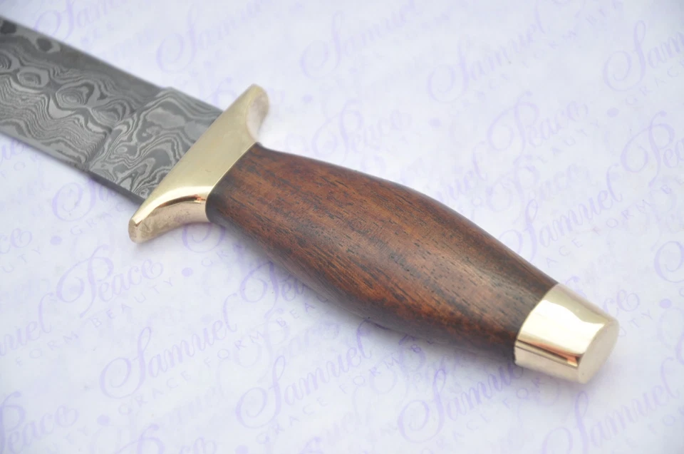 Auténtico cuchillo de aguja de palisandro acero Damasco Sheffield Inglaterra Foto 3 de 4