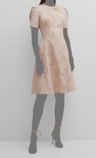  570 Rickie Freeman for Teri Jon Women's Pink Jacquard Pleated Dress Size 2