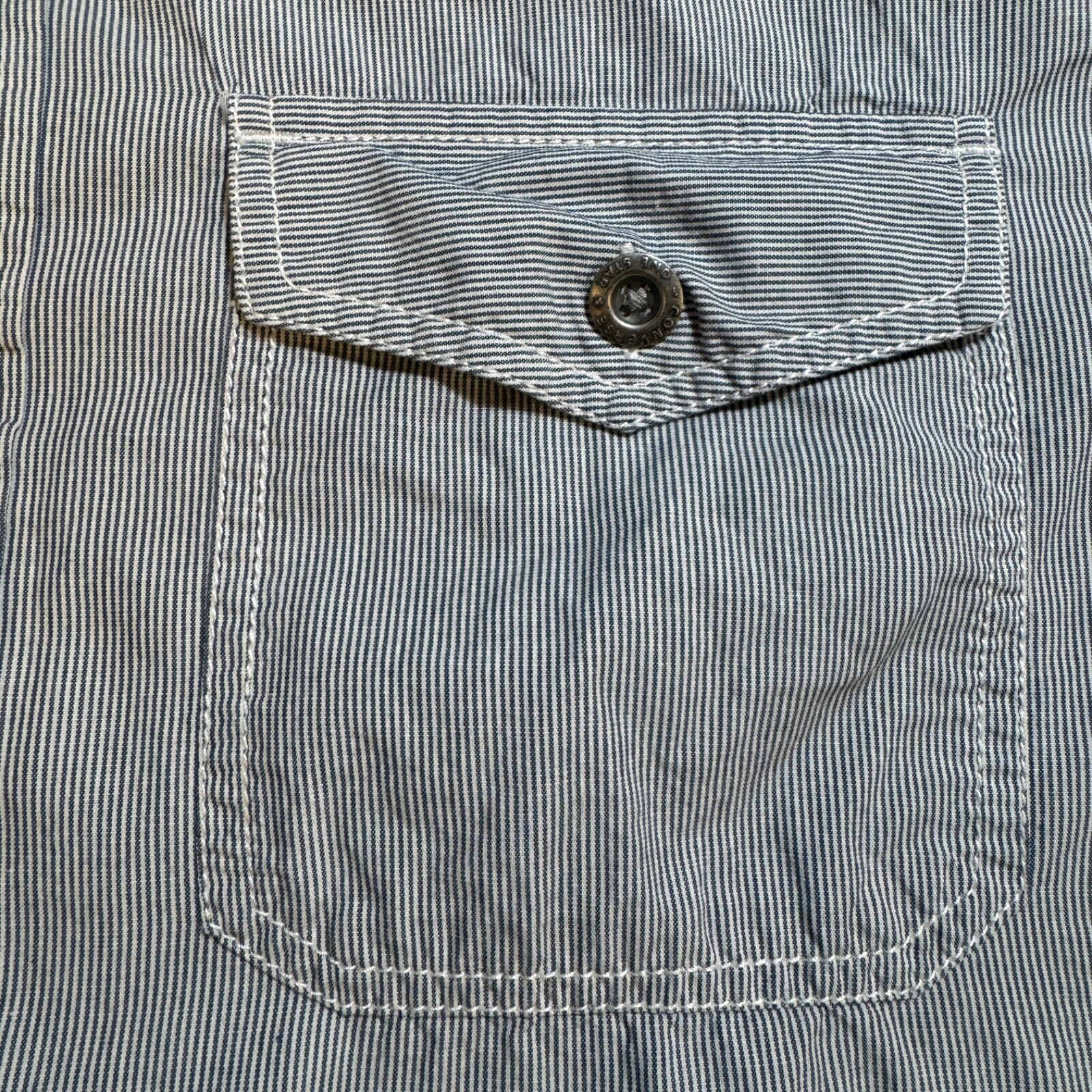 Converse One Star Men's Size M Blue Pinstripe Cotton Long Sleeve Casual Shirt thumbnail 4