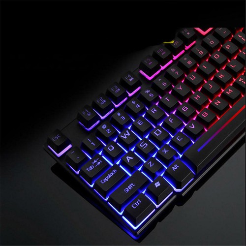Colorido teclado con cable para juegos T6 y mouse para juegos LED de 2400 DPI combo almohadilla para mouse - Imagen 4 de 24