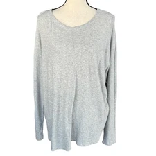 Style & Co X-Large Top Long Sleeve Round Neck Stretch Lightweight Gray Heathered