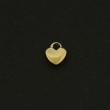 14k Heart Charm - 10 Charms - Super Tiny Love Pendant - 14k Gold Plated - GLD853