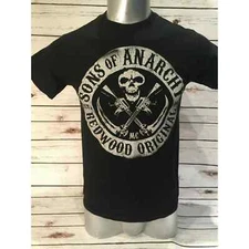 Sons of Anarchy SOA Skull Cross Machine Guns Swords TShirt Tee T Shirt Small