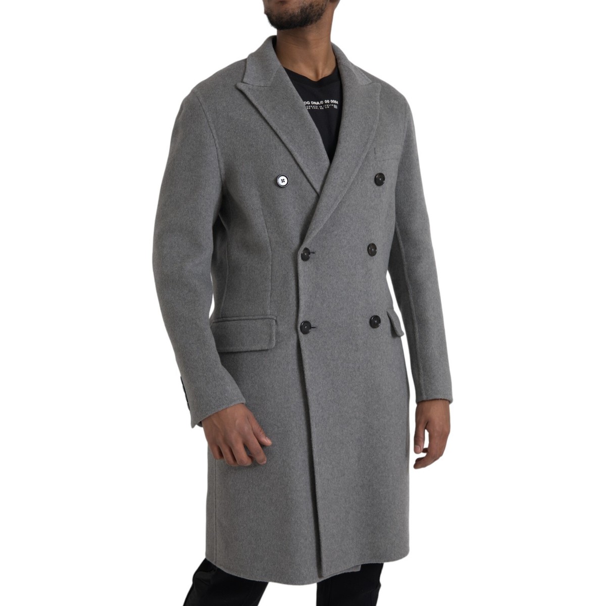 DOLCE & GABBANA Jacket Gray Double Trench Coat Cashmere IT48