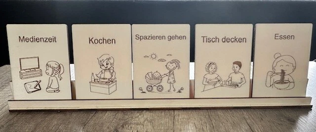 Routine Cards for Kids Wooden Daily Routine Cards Calendar Montessori SET - Image 4 of 4