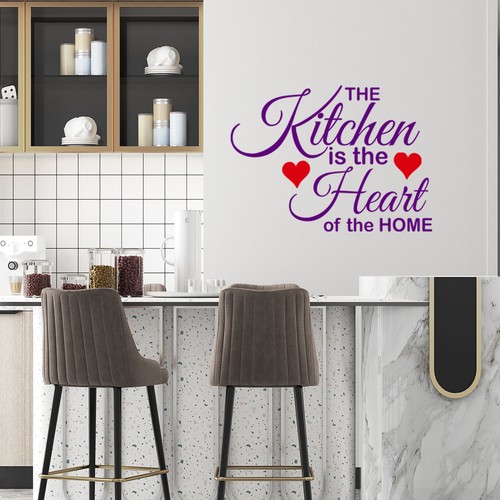 Wall Art Stickers The Kitchen is the Heart Home Decals Kitchen quotes - Picture 15 of 21