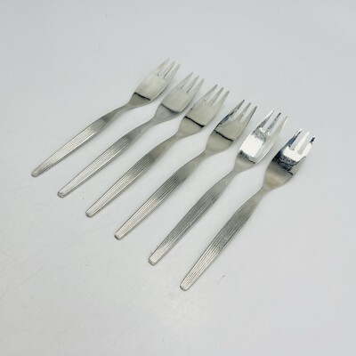 DDR Besteck Smalcalda 286 Weimar 6 Kuchengabeln Rillen Unisil rostfrei L 15,4 cm