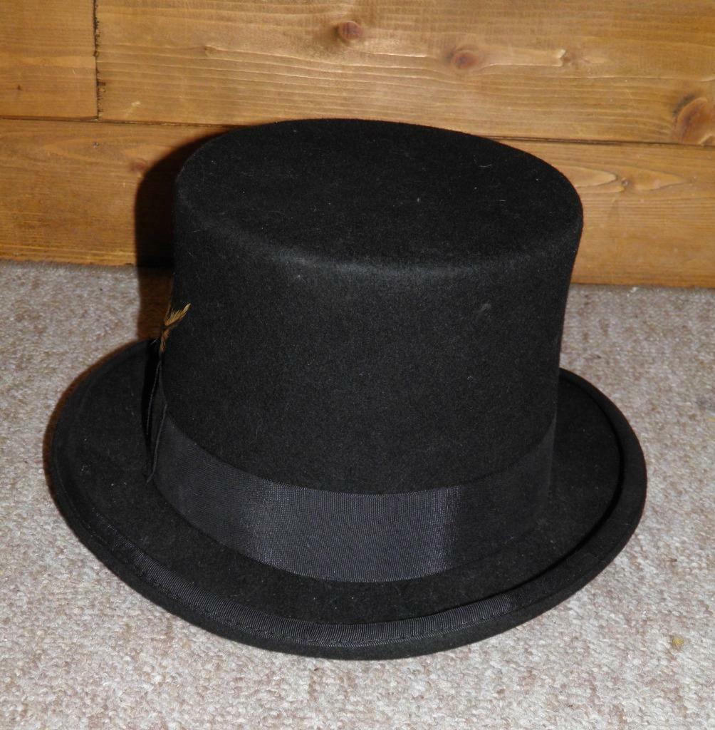 Vintage KINGICE Handmade British Classic Wool Black Top Hat