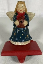 Cedar Creek Stocking Holder Angel Collection 4.5" Bird House Red Blue NOS