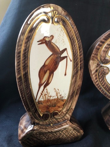 Ancien Belgique Poterie Mantleclock Ensemble. Marquée Arrière - Photo 5 sur 8