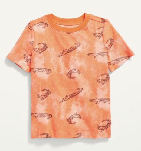 Old Navy Toddler Boy Girl Size 3T ~ Orange Short Sleeve Tee Alligator Print NWT