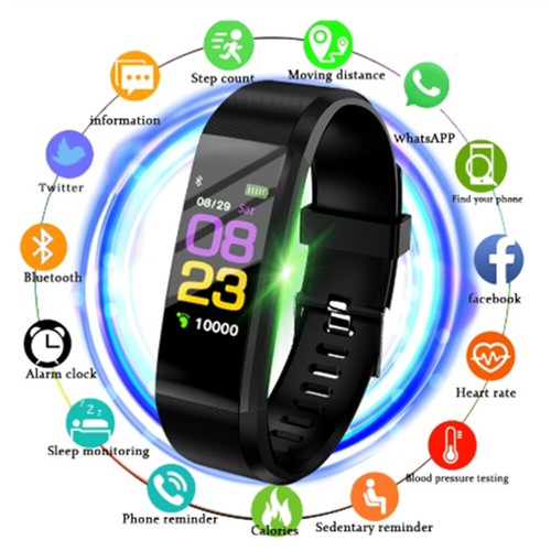 Smartwatch Bluetooth Herzfrequenz Blutdruck Sport Fitness Tracker Schrittzähler - Bild 1 von 17