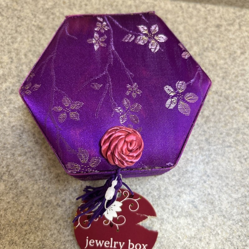 Purple With Flowers Asian Jewelry Box Small