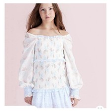 LoveShackFancyxTarget Juliet Dress Kids Size 10 Floral Smocked Ruffle LS Mini