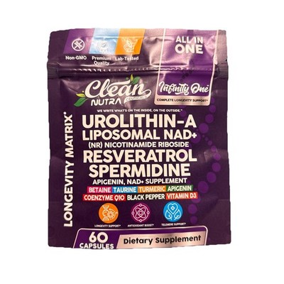 Clean Nutra Ceuticals Urolithin NAD+ Resveratrol Longevity 60 Capsules