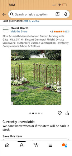 Plow & Hearth Scrollwork Iron Garden Gate, fence, rustproof bronze, 24ft
