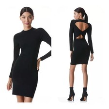 Alice+Olivia Estelle Twist Back Cut Out Black Mini Cocktail Dress Small Bodycon