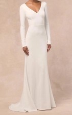 Lulu’s Feeling of Forever White Long Sleeve Mermaid Maxi Bridal Dress Small B7