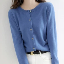 Damen Cashmere Mischung Shirt reine Pullover einfache runde Kragen Jacke Jacke