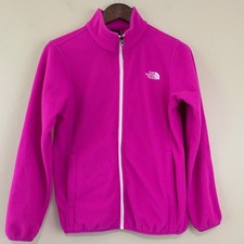 The North Face Jacket Girls Large 14/16 Pink White Fleece Outdoor Barbiecore