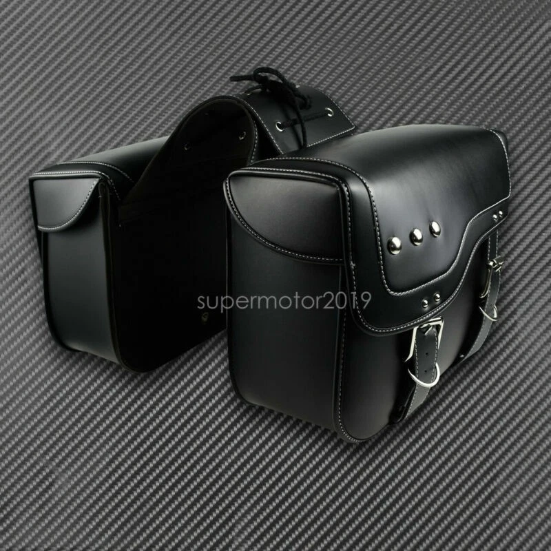 Motorcycle Saddle Bags Side Storage Bag Fit For Harley Honda Chopper Bobber - Image 3 of 4