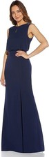  NWT Adrianna Papell Beaded Crepe Blouson Gown Woman Navy Dress Beaded Dress 6