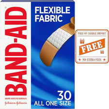 Band-Aid Flexible Fabric Adhesive Bandages 30 Count Quilt-Aid Wound Care Cuts