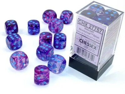 Nebula  16mm d6 Nocturnal /blue Luminary  Dice Block  (12 dice) | Chessex
