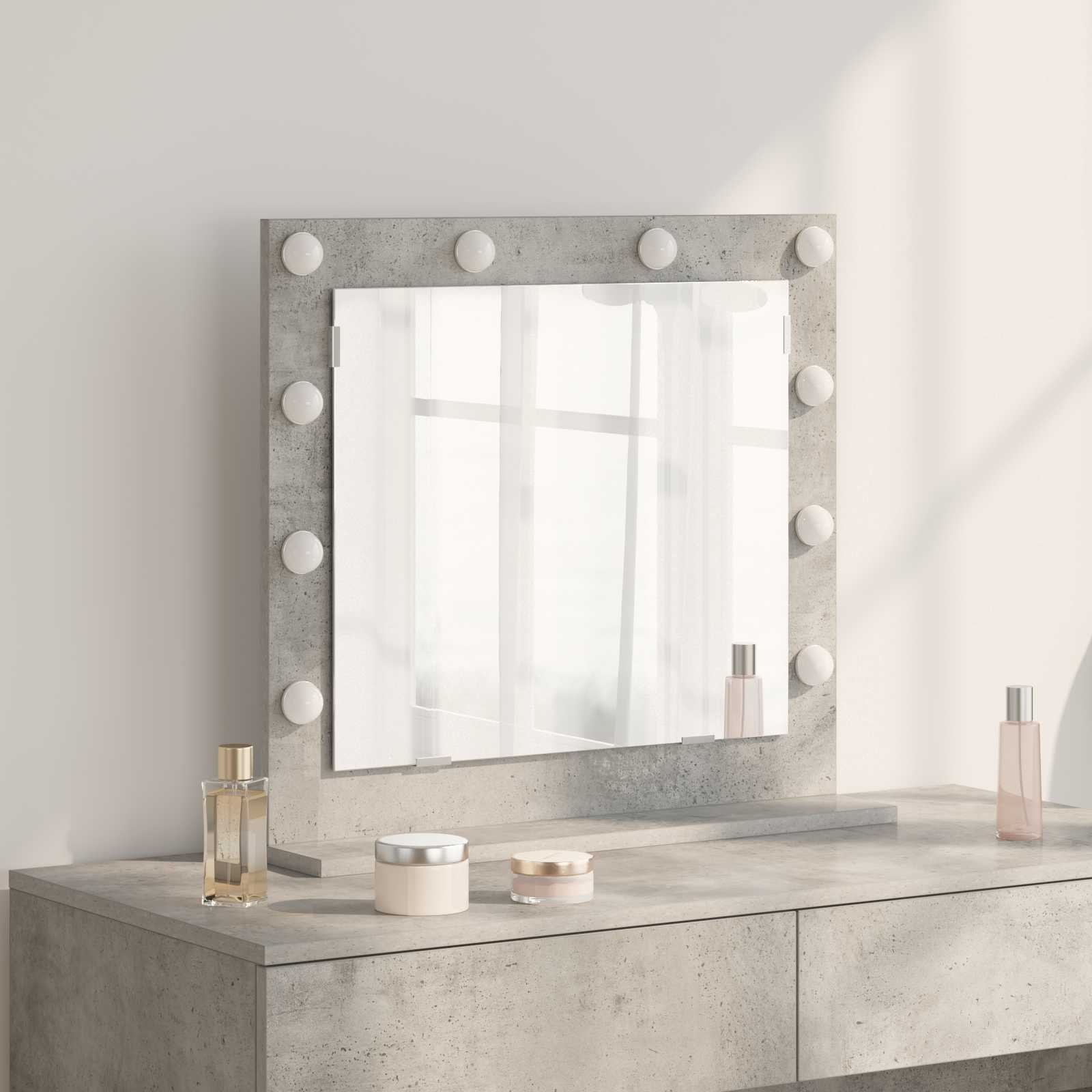 Specchio Bagno Moderno 60x55 cm Grigio Cemento | Stile Industriale