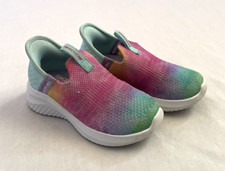 Skechers Slip Ins Rainbow Ombre Shoes Girls Size 5 Hands Free Comfort Sneakers