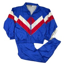 Vtg 80s 90s Longstreet Tracksuit Windbreaker Size PL Red White Blue USA NWT