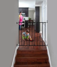 Kidco G2001 Safeway Wall Mounted Baby Gate Top Of Stairs - Black