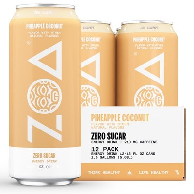 Zero Sugar Energy Drinks  Pineapple Coconut | Healthy Energy Formula with Nat...