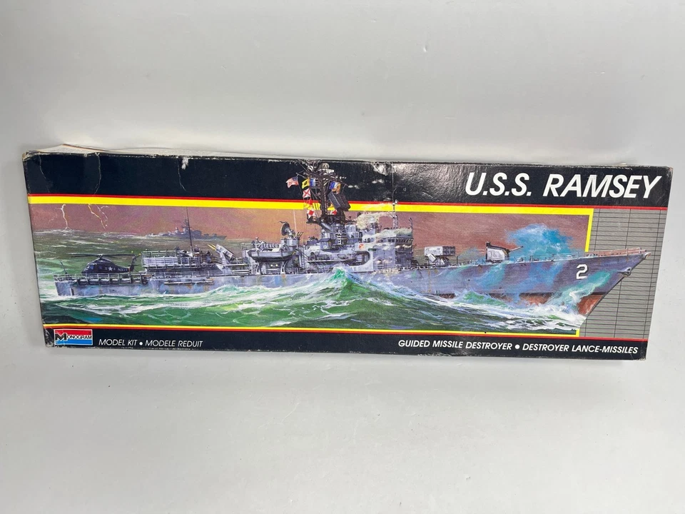 Monogram U.S.S. Ramsey Guided Missile Destroyer model kit complete - Image 2 of 4