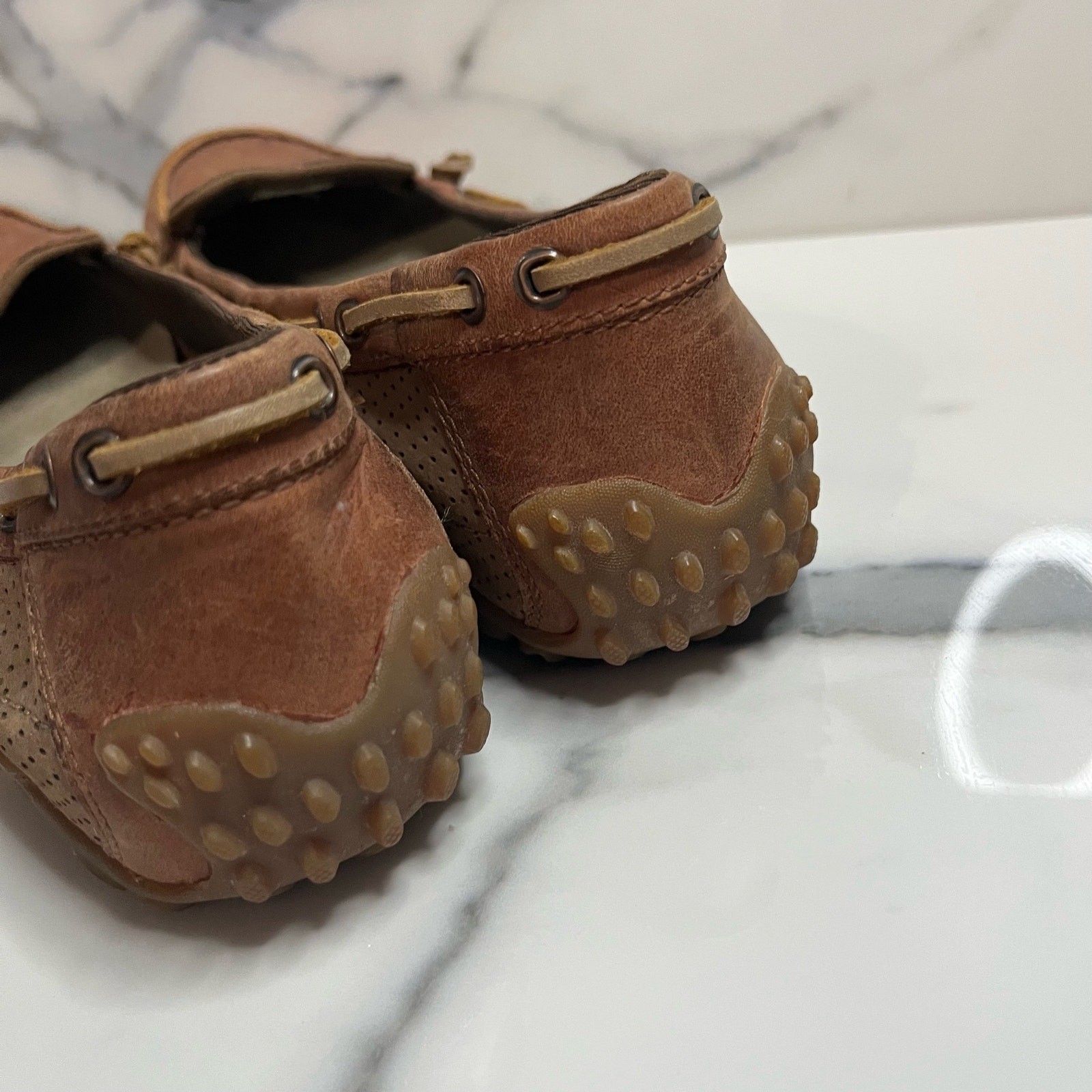 Mocassini Merrell J76466 donna pelle marrone outdoor Vibram slip on marina taglia 7