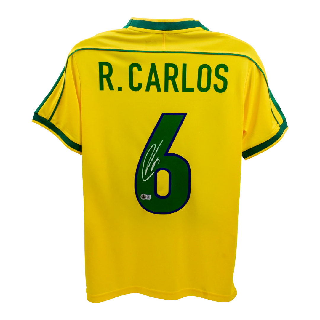 サイン入りユニフォーム R.CARLOS 6番 MVPs Roberto Carlos Signed Brazil FC Home Soccer Jersey #6 with Beckett