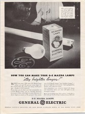 General Electric G-E Mazda Lamps Vintage Print Ad 1943 Black White