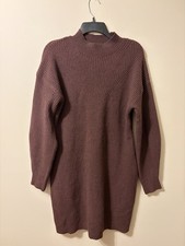 a new day Ribbed Knit Mock Neck Sweater Dress - Chocolate Brown Women’s Large