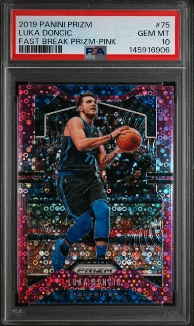 2019 PANINI PRIZM FAST BREAK PRIZM PINK LUKA DONCIC 15/50 #75 PSA 10