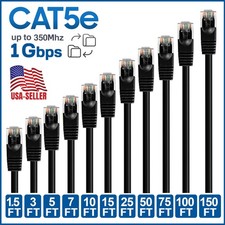 CAT5e Ethernet Cable Lan Network CAT5 RJ45 Internet Black Xbox Patch Wire LOT