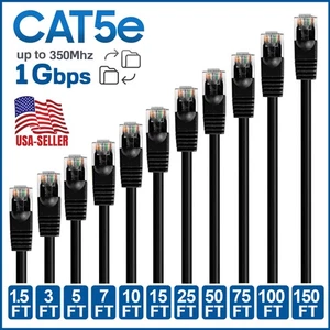 CAT5e Réseau Ethernet Cable Lan CAT5 RJ45 Internet Black Xbox Patch Wire LOT