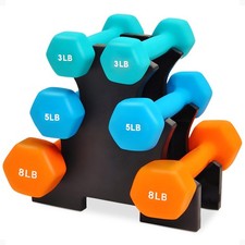 BalanceFrom 32 lb Neoprene Coated Iron Dumbbell Hex Weights Set with Stand