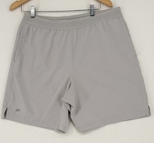 Fabletics Mens L Gray Athletic Performance Shorts Pockets Perforated Waistband